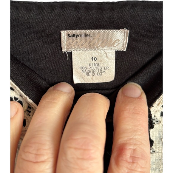 Sally Miller Girls Lace Overlay Dress Black Trim Bow Detail Sz 10 Whimsigoth Y2k - Picture 2 of 4